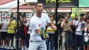 Cristiano Ronaldo playing padel on court