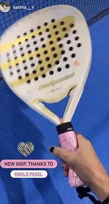 Sarina with her new Bold overgrip
